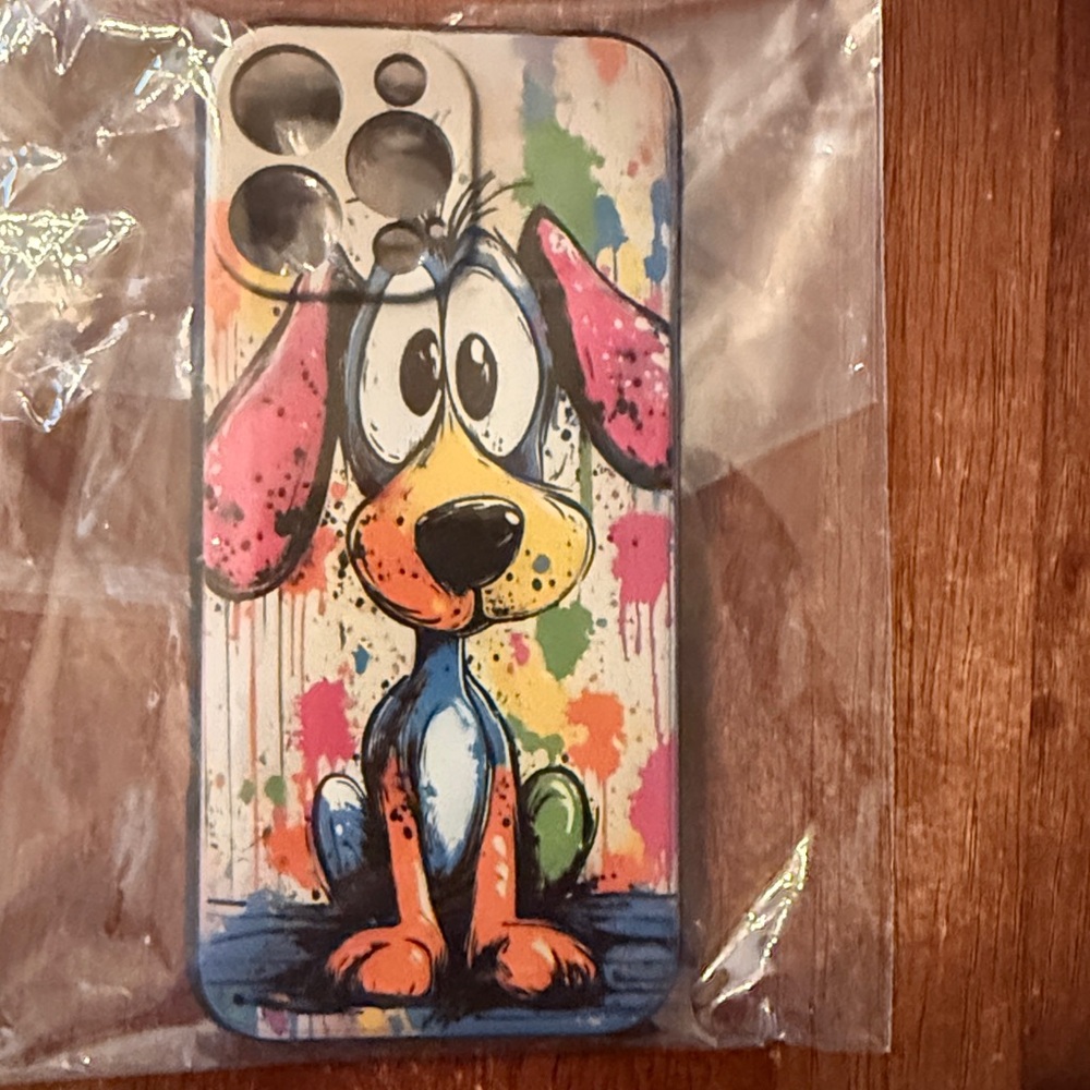 NWOT..Colorful Dog Print Case For Apple Iphone Pro Max 16.